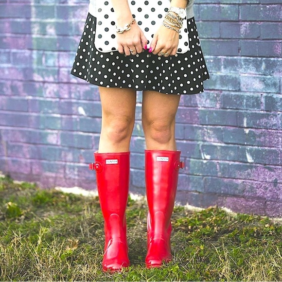 Classic❤️Hunter boots Glossy red boots rain boots winter mudding fall boots - Picture 12 of 12